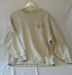 Aerie Oversized Love Embroidered Crewneck Sweatshirt Cream XS Comfy Lounge Soft thumbnail 1