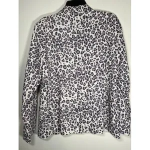 RACHEL ZOE Blazer‎ Large Grey Leopard Print Linen Blend Open Front Chic Career thumbnail 4