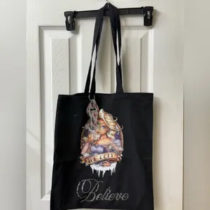 Handmade Ice cold‎ black tote bag thumbnail 2