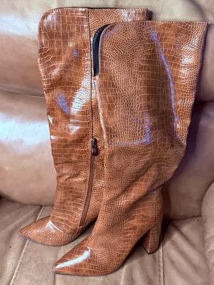 Brown Heeled Boots Size 7 thumbnail 1