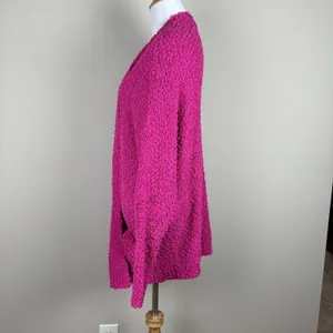 Umgee Oversized Cardigan Sweater Womens Large Pink Open Cozy Loungewear Bat Wing thumbnail 5