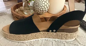 Soda Espadrille Flatform Sandals Black Nubuck thumbnail 6