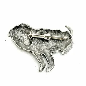 Vintage JJ Jonette Shar Pei Dog Brooch Pewter Tone Signed ©1985 thumbnail 5