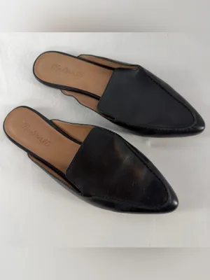 Madewell The Frances Skimmer Pointed Toe Leather Mule‎ in Black Size 8.5 thumbnail 2