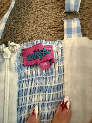 Edikted blue and white gingham dress  thumbnail 3