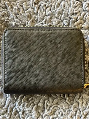 Tory Burch Black Saffiano Zip Coin Wallet with Gold Logo thumbnail 4