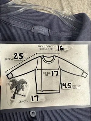 John Galt Ribbed Cropped Slate Blue Collard Button Down Long Sleeve Size Small thumbnail 5