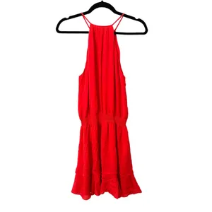 PARKER‎ Williame Silk Halter Mini Dress Red Sz Medium thumbnail 3