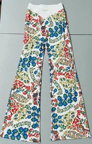 Cider White Floral High-Rise Flare Pants Bottoms Trousers Size XS 🌷 thumbnail 1