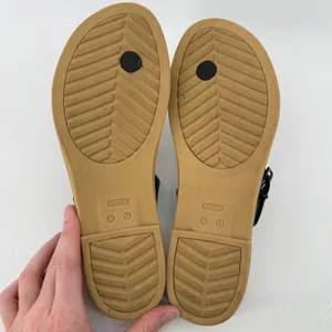 Crocs Tulum Toe Post Sandal Black Tan Women 11 Strappy Slip On Flip Flop Buckle thumbnail 8