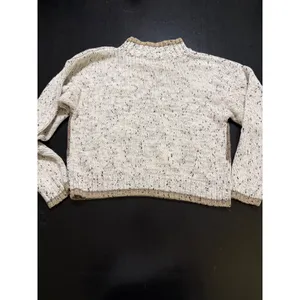 Vintage Accordeon Argyle Knit Sweater Cream Tan Speckled Mock Neck Size M thumbnail 5