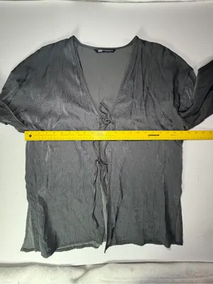 Zara Silver-Gray Tie-Front Kimono Top thumbnail 5