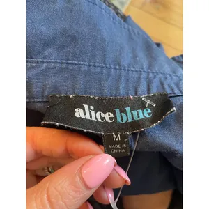 Alice Blue navy and white ruffle western style button down shirt‎ women's size M thumbnail 3
