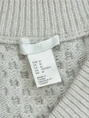 H&M Ivory Mixed Texture Cable Knit Sweater Size Medium thumbnail 9