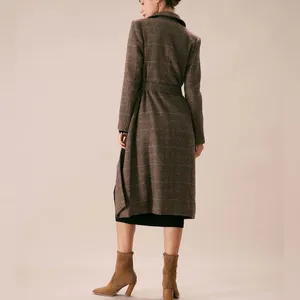 Rihoas Coffee Lapel Belted Double Breasted Coat Brown Size M thumbnail 6