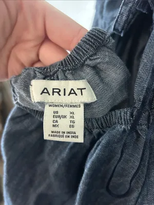Ariat flowy dark blue open back distressed western Denim Spaghetti Midi Dress thumbnail 5
