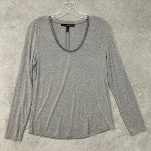 White House Black Market Top Womens Small Gray Long Sleeve‎ Top U Neck Casual thumbnail 1