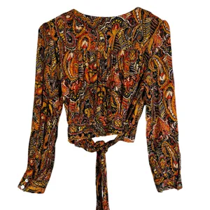 Rachel Roy Wrap Top Womens M Multicolor Paisley Tie Back Boho Festival Hippie thumbnail 3