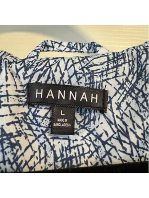 Hannah Windbreaker Jacket Size L Blue White Geometric Print Mesh Lined Packable thumbnail 5