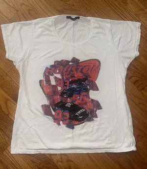 PrettyLittleThing Houston Vintage Style Race Car Graphic Tshirt size Medium thumbnail 1