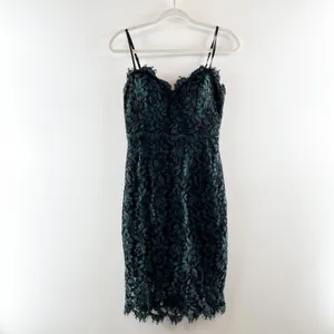 Eliza J Sweetheart Neckline Lace Mini Dress Green Black 2 thumbnail 2