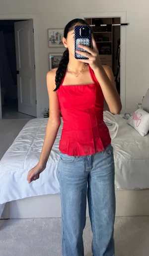 Hollister Red Halter Top thumbnail 1