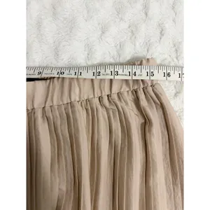 Express Beige Pleated High Rise Wide Leg Crop Pull On Elegant Chic Pants M thumbnail 8