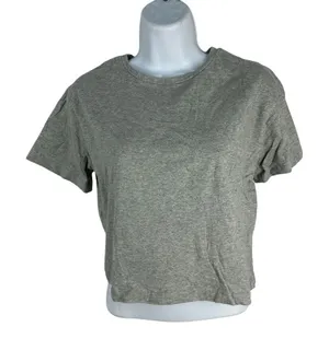 Isa & Ella Cropped Womens T-Shirt Small Gray Cotton Short Sleeve Casual Wear thumbnail 1
