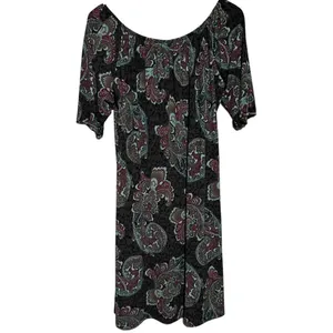 Paisley Grace‎ Women's Gray Burgundy Teal Paisley Short Sleeve Dress Size XL thumbnail 2