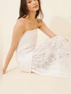 Mon Renn Agua Anglaise White Eyelet Lace Maxi Dress size Small $219 thumbnail 4
