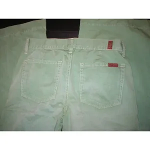 New 7 for All Mankind Jeans Green Pants Womens 26 29 X 33 Tall Wide Leg Light thumbnail 2