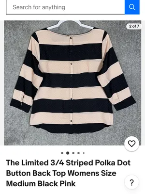 The Limited Striped Black and Pink 3/4 Sleeve Women's Blouse - Size Medium Vtg thumbnail 13