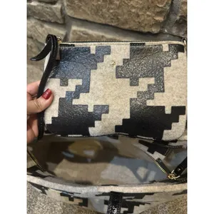 Kate Spade Telltale Twinkle‎ Tote Set Black Sparkle Cream Wool Houndstooth thumbnail 6
