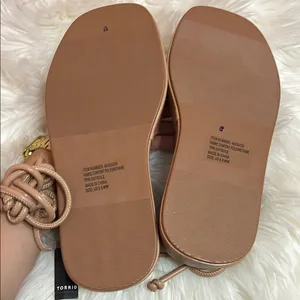 Torrid Tie Ankle Strappy Flatform Sandal Nude. Size 8.5 WW thumbnail 6