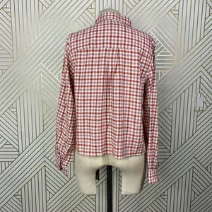 Marine Layer Madeline Relaxed Crop Shirt in Red & White‎ Plaid Size US Medium thumbnail 11