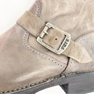 Frye Vicky Artisan Back Zip Leather Ankle Buckle Boots: Charcoal Taupe Grey thumbnail 11