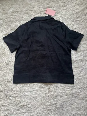Quince 100% European Linen Black Women’s Short-Sleeve Button-Down Shirt Size XS thumbnail 4