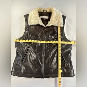 Maurices Medium Y2k Penny Lane Retro Faux Leather Brown Zip Up Vest thumbnail 8