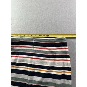 Loft Womens 12 (32/22)‎ Pencil Skirt Striped Blue Pink Textured Twill Split Hems thumbnail 7