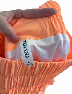 Zenana Cross Country Smocked Waist Running Shorts Sherbet Orange Size S thumbnail 3