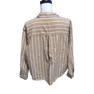 Maurices Striped Button-Up Shirt in Camel & White Long Sleeve thumbnail 5