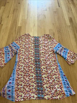 Soft Surroundings Fifi Bell Sleeve Embroidered Boho Top Sz L thumbnail 8