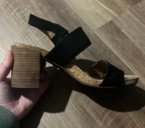 Lucky Brand Black Faux Suede and Cork Block Heel Sandals - Size 7 thumbnail 5