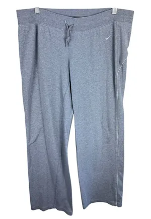 Nike Y2K Cotton Gray Straight Leg‎ Drawstring Lightweight Sweatpants Womens Sz L thumbnail 1