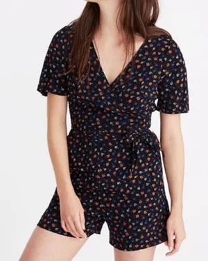 Madewell Wrap-Front Romper in Prairie Posies 4 thumbnail 1