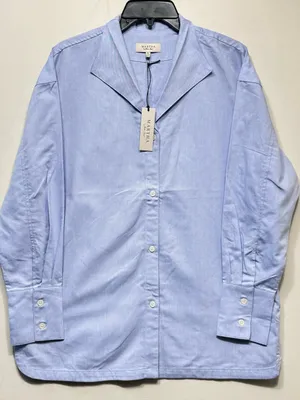 Martha Stewart women’s the relaxed classic fit Light Blue Button-Down Shirt NWT thumbnail 1