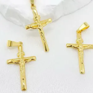 NEW 24k Yellow Gold Vermeil Crucifix Cross Pendant Necklace,‎ 16-18” thumbnail 3