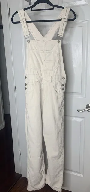 Free People We The Free Ziggy Corduroy Overalls Sz XS Cream Tan thumbnail 1