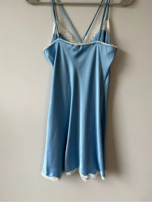 Victoria’s Secret Lace Trim Slip Dress Laungerie Floral Intimates Baby Blue S thumbnail 7