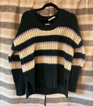 Aerie Green And White Stripe Sweater Size XS‎ thumbnail 1